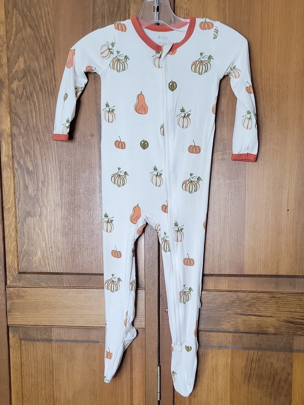 Kyte BABY White Footed One-Piece Pajama with Pumpkin & Gourd Print Sz 18-24M